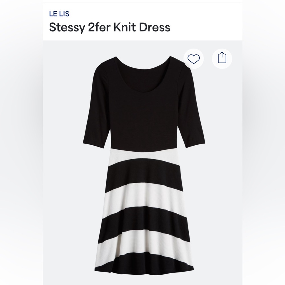 Le Lis Stessy 2fer Knit Black and White Striped Dress Size Medium Stitch Fix